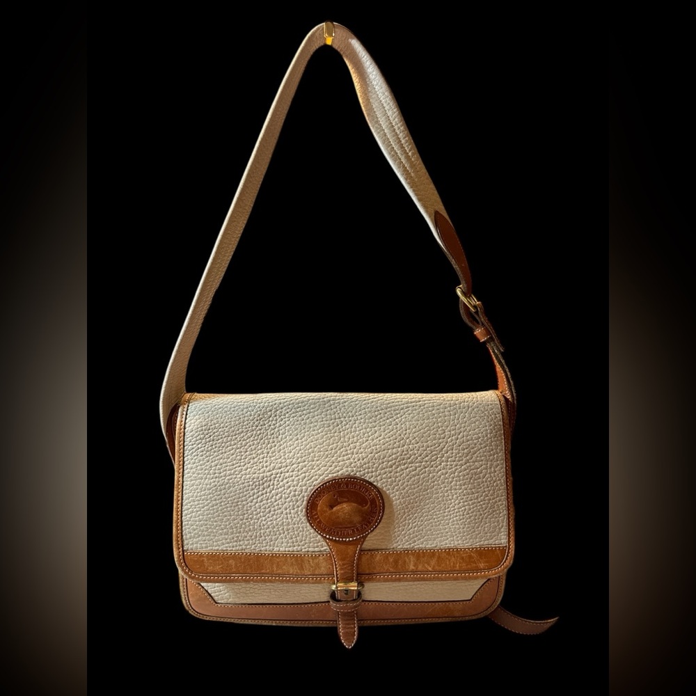Vintage Dooney & Bourke All Weather Leather Ivory Crossbody Shoulder Bag Purse